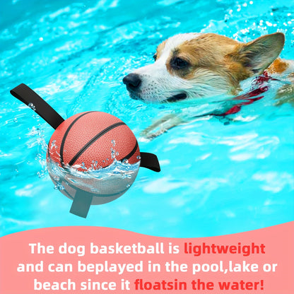 Basketball Shaped Dog Ball Toy, Fun Interactive Dog Chew Toy Dog Bite Balls With Straps For Small Medium And Large Dogs