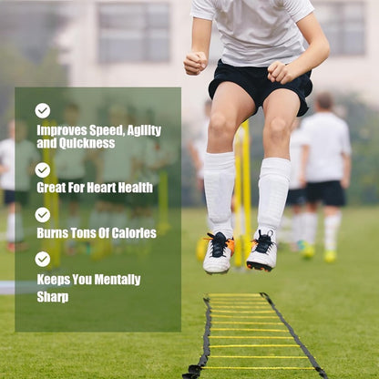 1 Set PE Agility Ladder for Speed Training, Multi-Size Horizontal Speed Ladders with Cones, Soccer & Basketball Footwork Drill Equipment, Football Fitness Training Gear