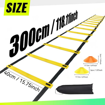 1 Set PE Agility Ladder for Speed Training, Multi-Size Horizontal Speed Ladders with Cones, Soccer & Basketball Footwork Drill Equipment, Football Fitness Training Gear