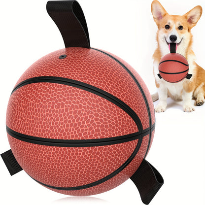 Basketball Shaped Dog Ball Toy, Fun Interactive Dog Chew Toy Dog Bite Balls With Straps For Small Medium And Large Dogs